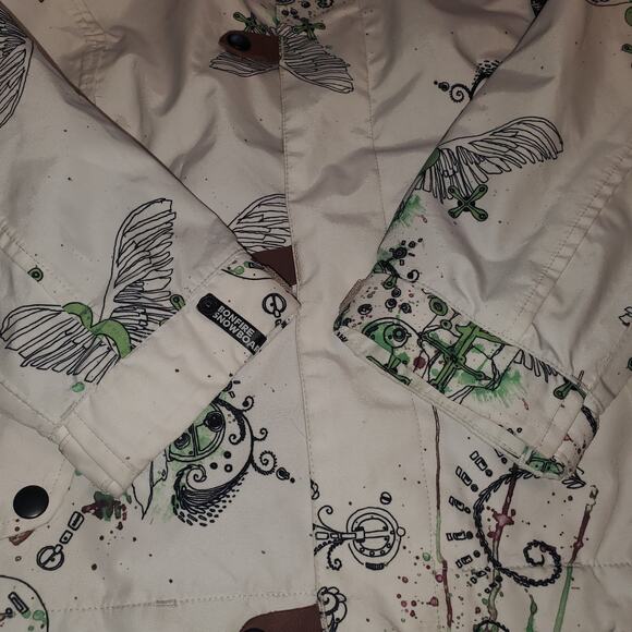 BONFIRE Size XS Woman's Snowboard Blur Ski Jacket White Green Logo NO HOOD - Picture 4 of 10
